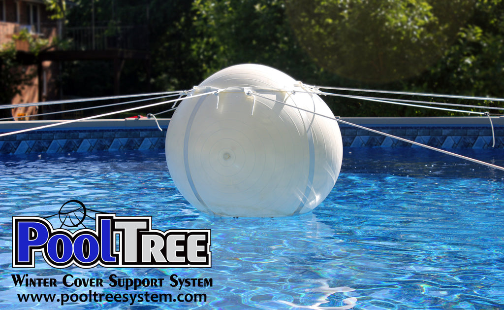 Pooltree system, pool tree system, winter cover system, aboveground pools, above ground pool, pool pillow, pool cover,  mesh cover, pool closing, pool winterization, support system, swimming pool, winter pool cover,  winterizing, air pillow, pool accessory, round pool, cover pillow, pool equipment, swimline, in the swim, pool mate, pillow pal, swim central, porous cover, pool pump, pool winter cover, pool cover support, pool closing kit, oval pool, ball, ball cover system, harness