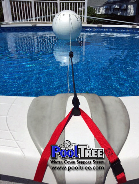 Pooltree system, pool tree system, winter cover system, aboveground pools, above ground pool, pool pillow, pool cover,  mesh cover, pool closing, pool winterization, support system, swimming pool, winter pool cover,  winterizing, air pillow, pool accessory, round pool, cover pillow, pool equipment, swimline, in the swim, pool mate, pillow pal, swim central, porous cover, pool pump, pool winter cover, pool cover support, round pool cover, round winter cover, pool closing kit